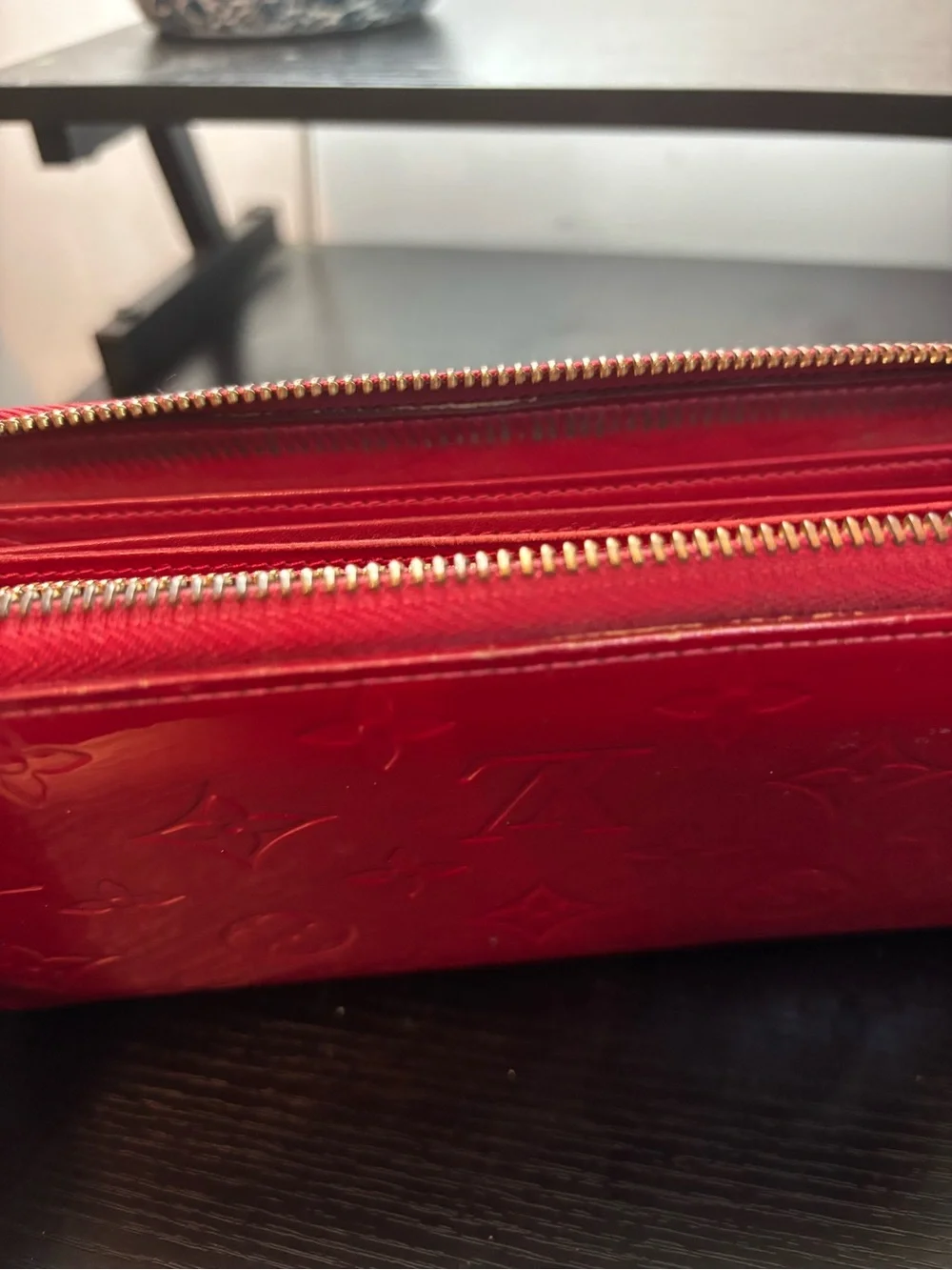 Authentic Louis Vuitton Monogram Vernis Zippy Wallet - Red / Pomme D’Amour